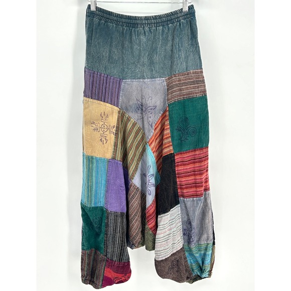 Kathmandu Imports Patchwork Harem Pants Boho Festival Drop Crotch Hippie Yoga OS - Picture 3 of 12